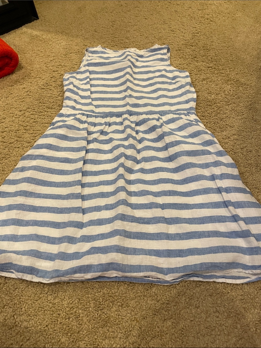 'Women’s Sleeveless Blue and White Striped Summer Dress- beach lunch Lounge